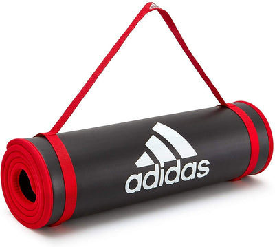 Adidas Training 10mm Exercise Floor Mat Gym Thick Yoga Fitness Judo Pilates - Black/Red-0