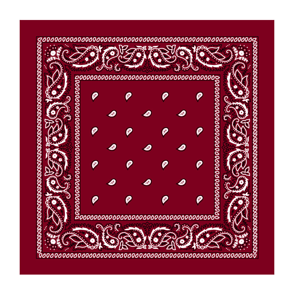 BANDANA Paisley 100% COTTON Head Wrap Durag Bandanna Summer Biker Scarf Mask - Burgundy-0