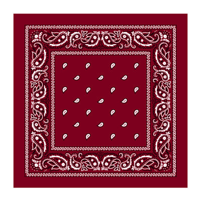 BANDANA Paisley 100% COTTON Head Wrap Durag Bandanna Summer Biker Scarf Mask - Burgundy-0