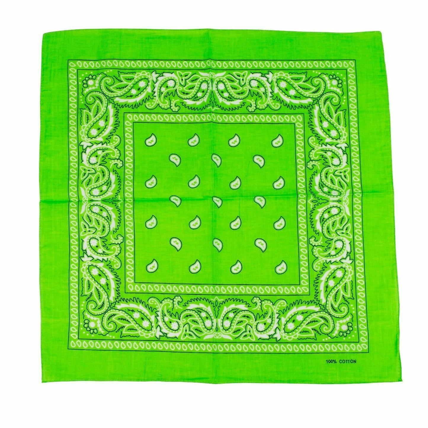 BANDANA Paisley 100% COTTON Head Wrap Durag Bandanna Summer Biker Scarf Mask - Light Green-0