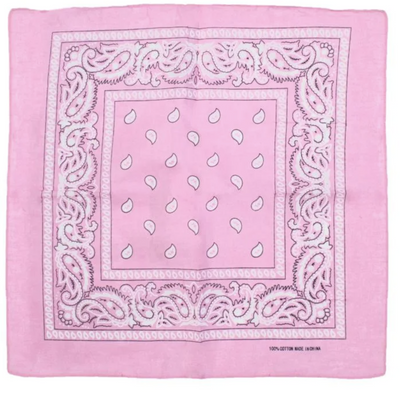 BANDANA Paisley 100% COTTON Head Wrap Durag Bandanna Summer Biker Scarf Mask - Light Pink-0