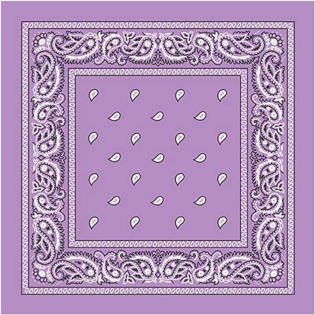 BANDANA Paisley 100% COTTON Head Wrap Durag Bandanna Summer Biker Scarf Mask - Lilac-0