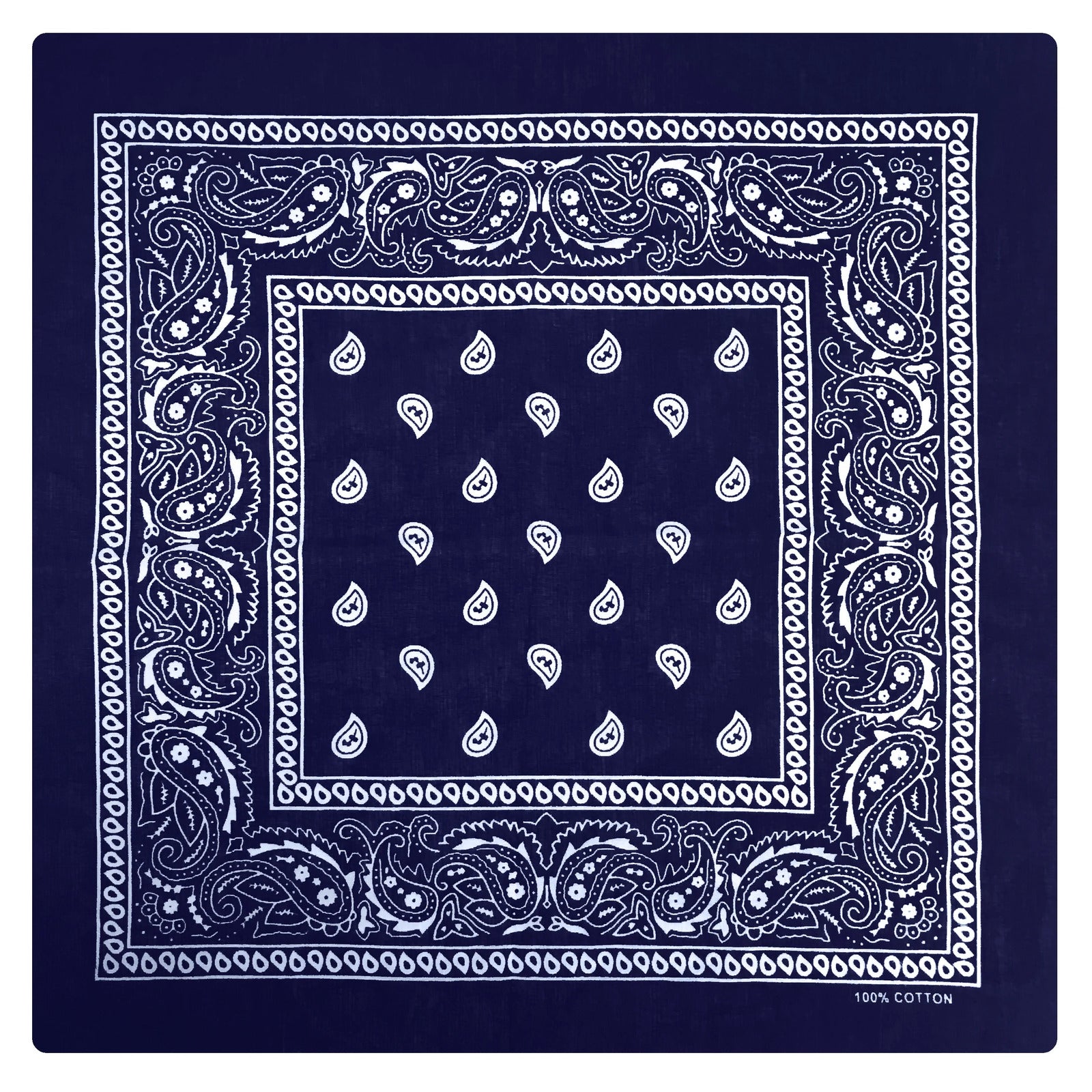 BANDANA Paisley 100% COTTON Head Wrap Durag Bandanna Summer Biker Scarf Mask - Navy Blue-0