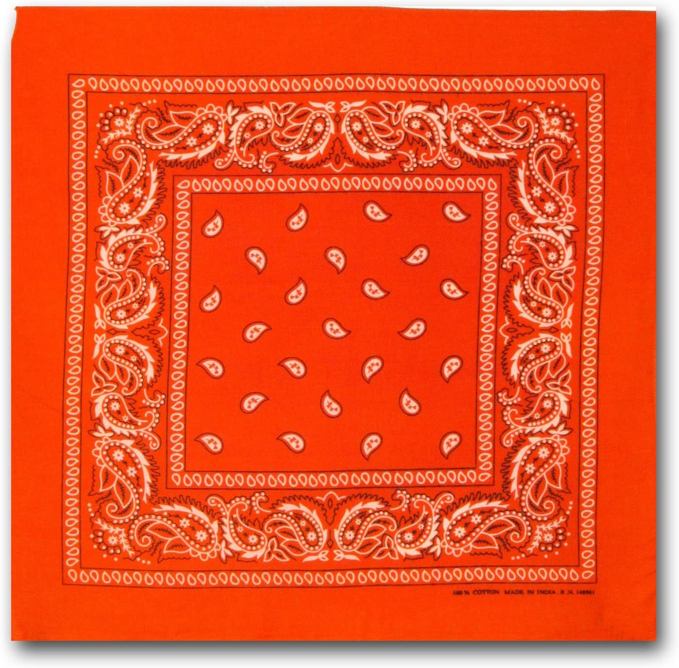 BANDANA Paisley 100% COTTON Head Wrap Durag Bandanna Summer Biker Scarf Mask - Orange-0