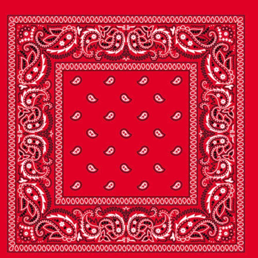 BANDANA Paisley 100% COTTON Head Wrap Durag Bandanna Summer Biker Scarf Mask - Red-0