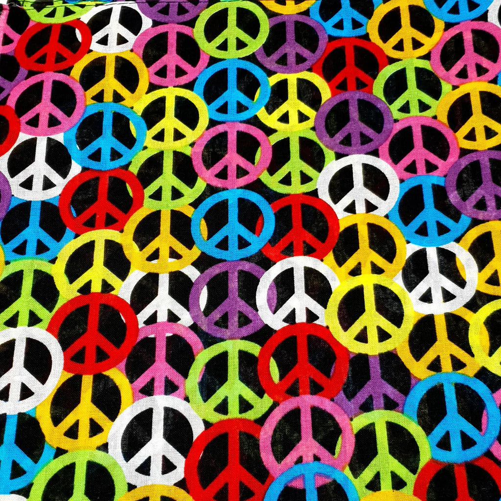 BANDANA Paisley 100% COTTON Head Wrap Durag Bandanna Summer Biker Scarf Mask - Rainbow Peace Symbol-0