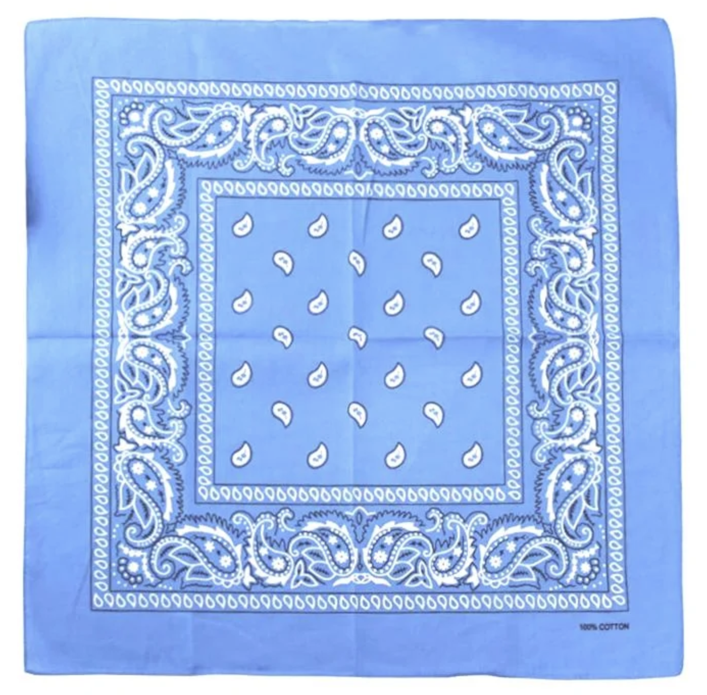 BANDANA Paisley 100% COTTON Head Wrap Durag Bandanna Summer Biker Scarf Mask - Sky Blue-0