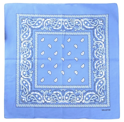 BANDANA Paisley 100% COTTON Head Wrap Durag Bandanna Summer Biker Scarf Mask - Sky Blue-0