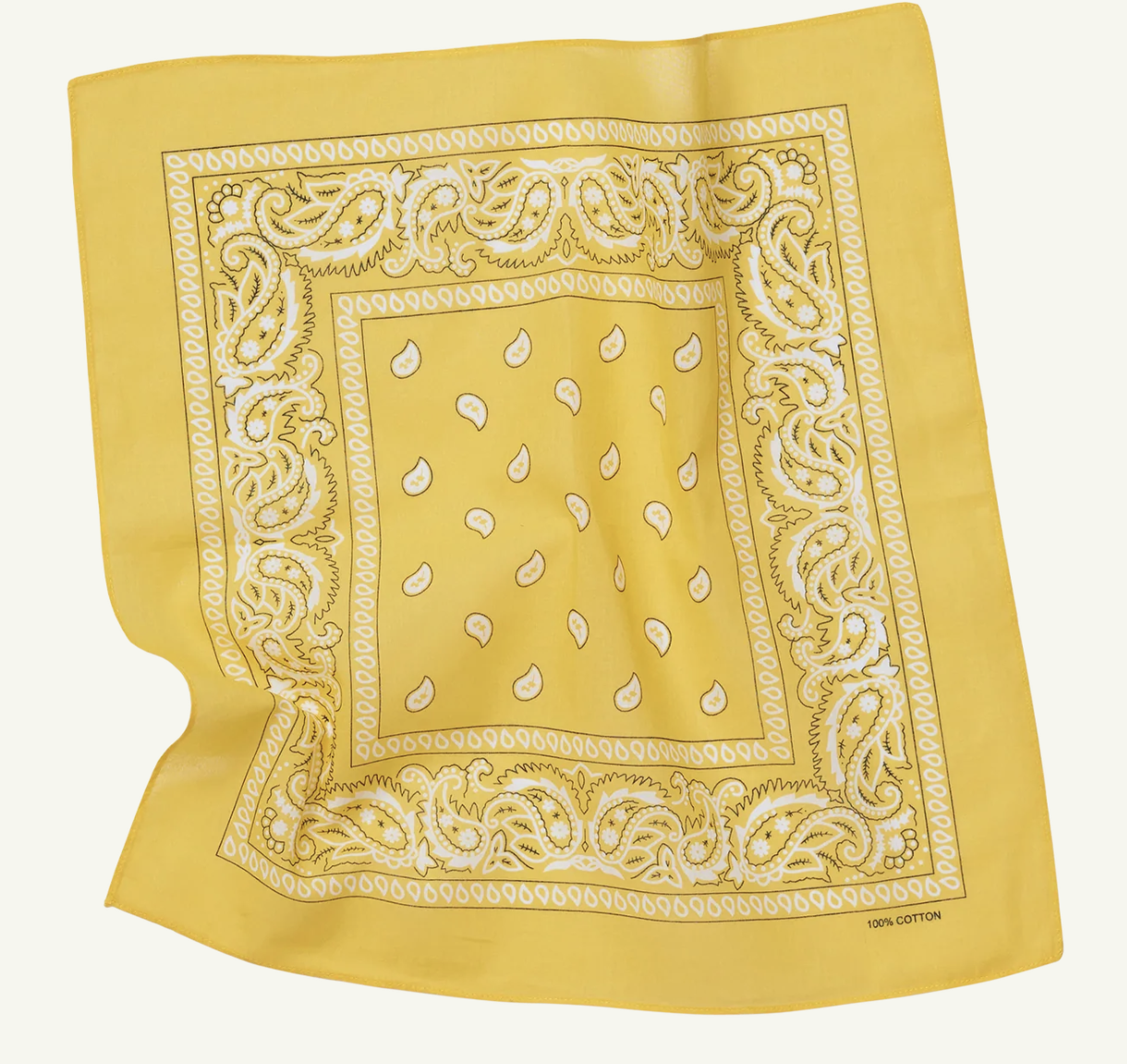 BANDANA Paisley 100% COTTON Head Wrap Durag Bandanna Summer Biker Scarf Mask - Yellow-3