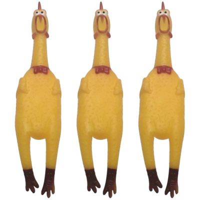 3x SHRILLING CHICKEN Dog Chew Screaming Toy Squeeze Sound Funny Rubber Pet BULK-0