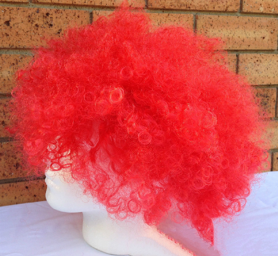 DELUXE AFRO WIG Curly Hair Costume Party Fancy Disco Circus 70s 80s Dress Up - Red-2