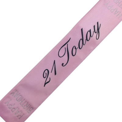 21st Birthday Sash 21 Today! Girls Night Party Costume Celebration Bday - Pink-0