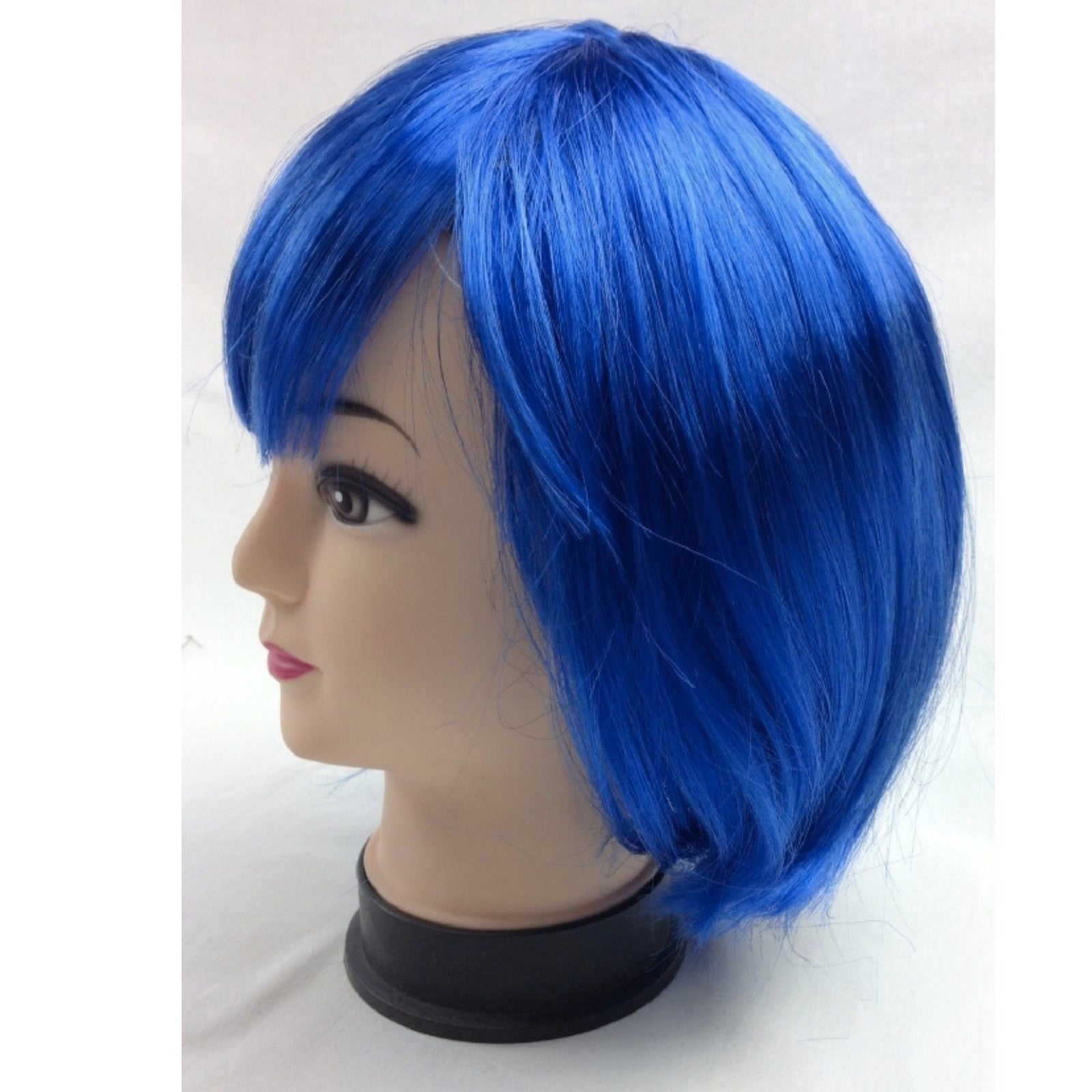 Bob Wig Costume Short Straight Fringe Cosplay Party Full Hair Womens Fancy Dress - Blue-3