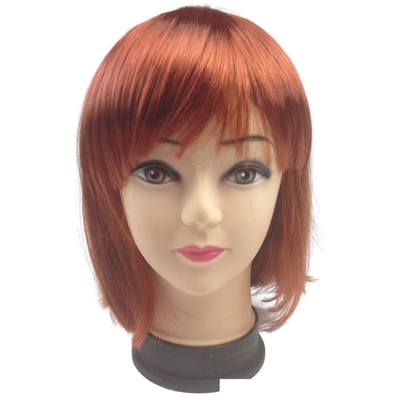 Bob Wig Costume Short Straight Fringe Cosplay Party Full Hair Womens Fancy Dress - Bronze-0