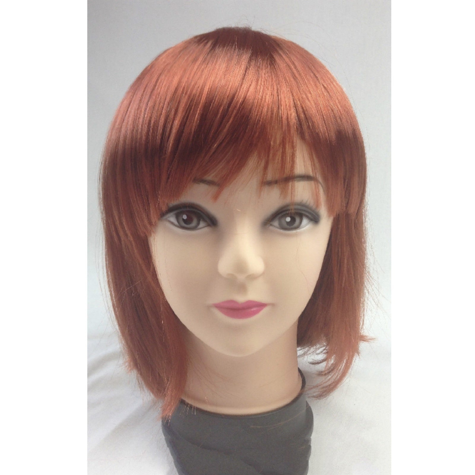 Bob Wig Costume Short Straight Fringe Cosplay Party Full Hair Womens Fancy Dress - Bronze-5