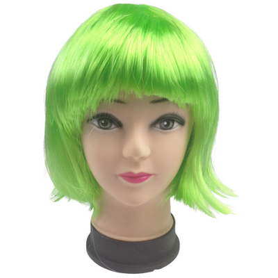 Bob Wig Costume Short Straight Fringe Cosplay Party Full Hair Womens Fancy Dress - Green-0