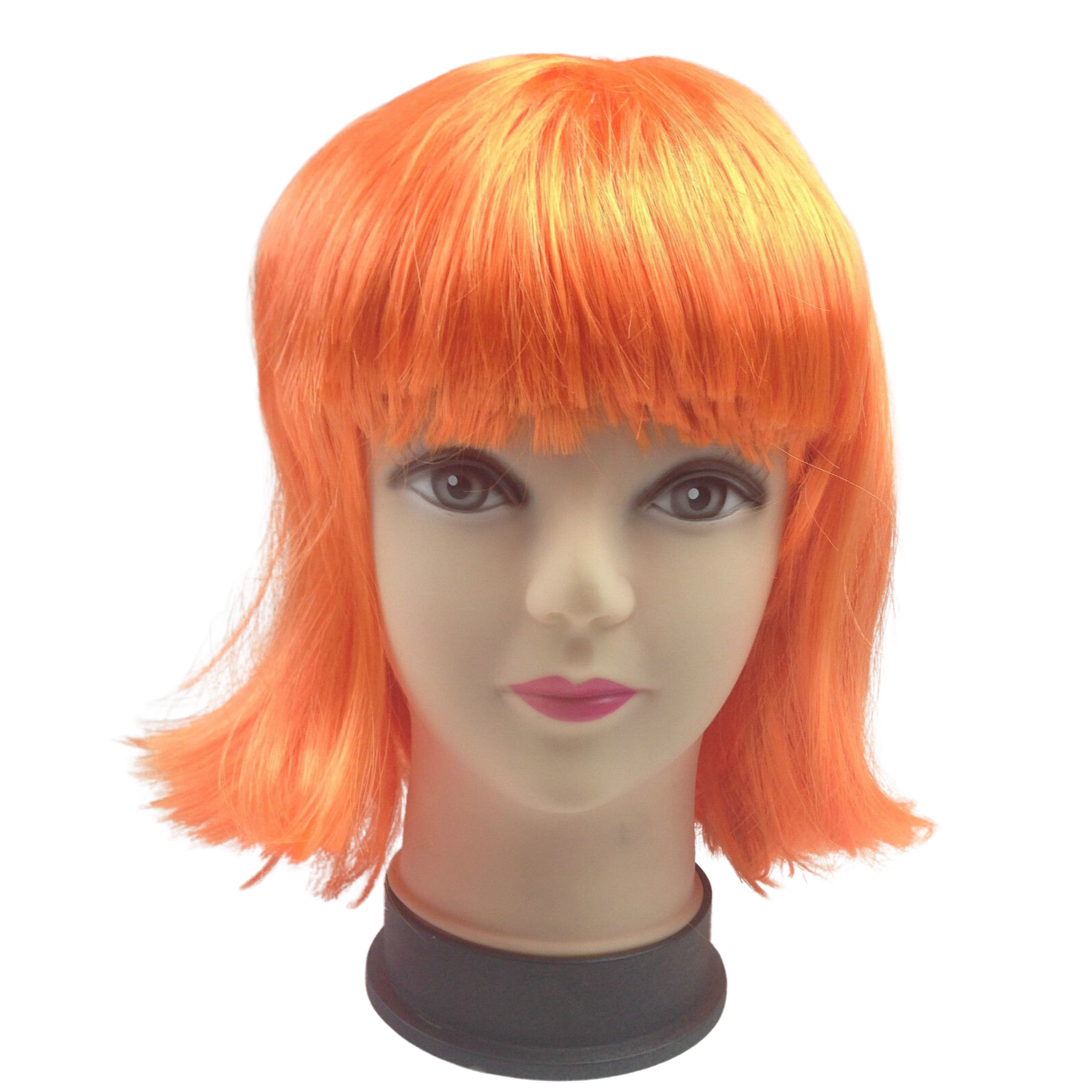 Bob Wig Costume Short Straight Fringe Cosplay Party Full Hair Womens Fancy Dress - Orange-1