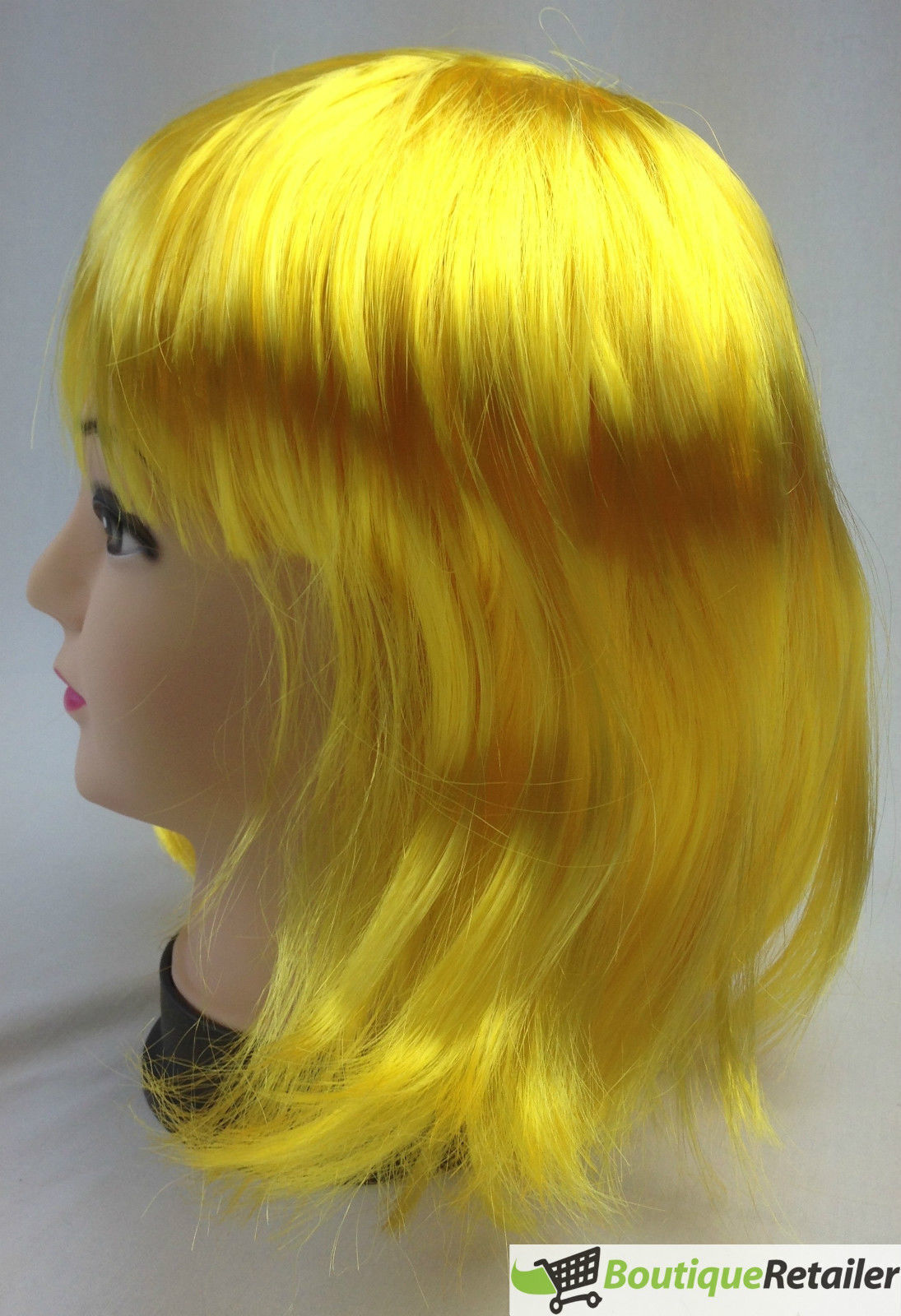 Bob Wig Costume Short Straight Fringe Cosplay Party Full Hair Womens Fancy Dress - Yellow-2