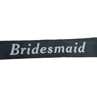 HEN'S NIGHT SASH Party Girls Wedding Bridesmaid Bridal Bride To Be Satin Sashes - Bridesmaid (Black)-0