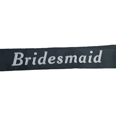 HEN'S NIGHT SASH Party Girls Wedding Bridesmaid Bridal Bride To Be Satin Sashes - Bridesmaid (Black)-1