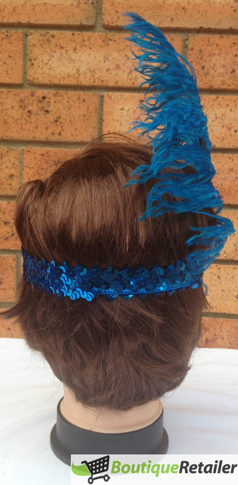 1920s FLAPPER HEADBAND Headpiece Feather Sequin Charleston Costume Gatsby Dance - Blue-4