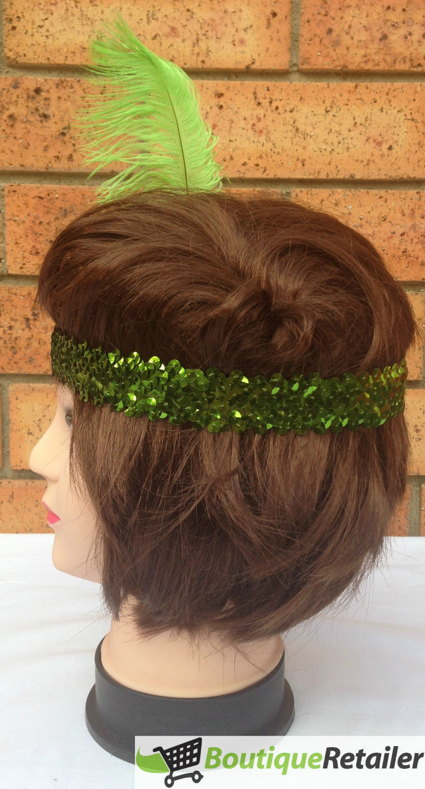 1920s FLAPPER HEADBAND Headpiece Feather Sequin Charleston Costume Gatsby Dance - Green-3