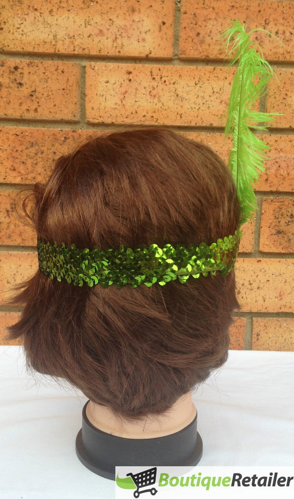 1920s FLAPPER HEADBAND Headpiece Feather Sequin Charleston Costume Gatsby Dance - Green-4