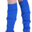 Pair of Womens Leg Warmers Disco Winter Knit Dance Party Crochet Legging Socks Costume - Blue-0