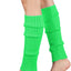 Pair of Womens Leg Warmers Disco Winter Knit Dance Party Crochet Legging Socks Costume - Fluro Green-0