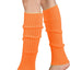 Pair of Womens Leg Warmers Disco Winter Knit Dance Party Crochet Legging Socks Costume - Orange-0