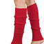 Pair of Womens Leg Warmers Disco Winter Knit Dance Party Crochet Legging Socks Costume - Red-0