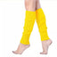 Pair of Womens Leg Warmers Disco Winter Knit Dance Party Crochet Legging Socks Costume - Yellow-0