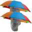 2x RAINBOW UMBRELLA HAT Rain Beach Sun Rain Cap Costume Camping Fishing Hunting-0