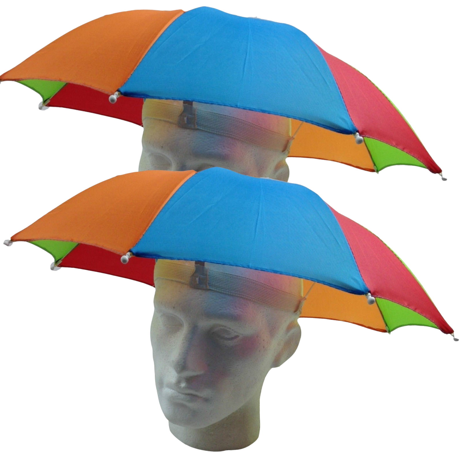 2x RAINBOW UMBRELLA HAT Rain Beach Sun Rain Cap Costume Camping Fishing Hunting-1