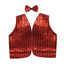 Mens SEQUIN VEST Dance Costume Party Coat Disco Accessory Sparkle Waistcoat - Red-1