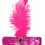 WIDE FLAPPER HEADBAND Feather Sequin Costume Gatsby Charleston Headpiece 1920s - Hot Pink-0