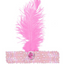 WIDE FLAPPER HEADBAND Feather Sequin Costume Gatsby Charleston Headpiece 1920s - Light Pink-0