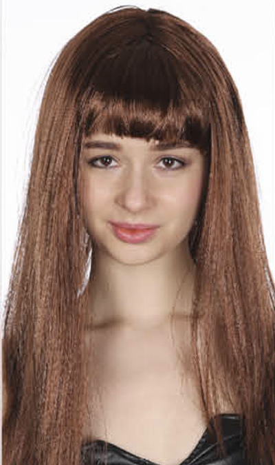 LONG WIG Straight Party Hair Costume Fringe Cosplay Fancy Dress 70cm Womens - Brown (22465)-0