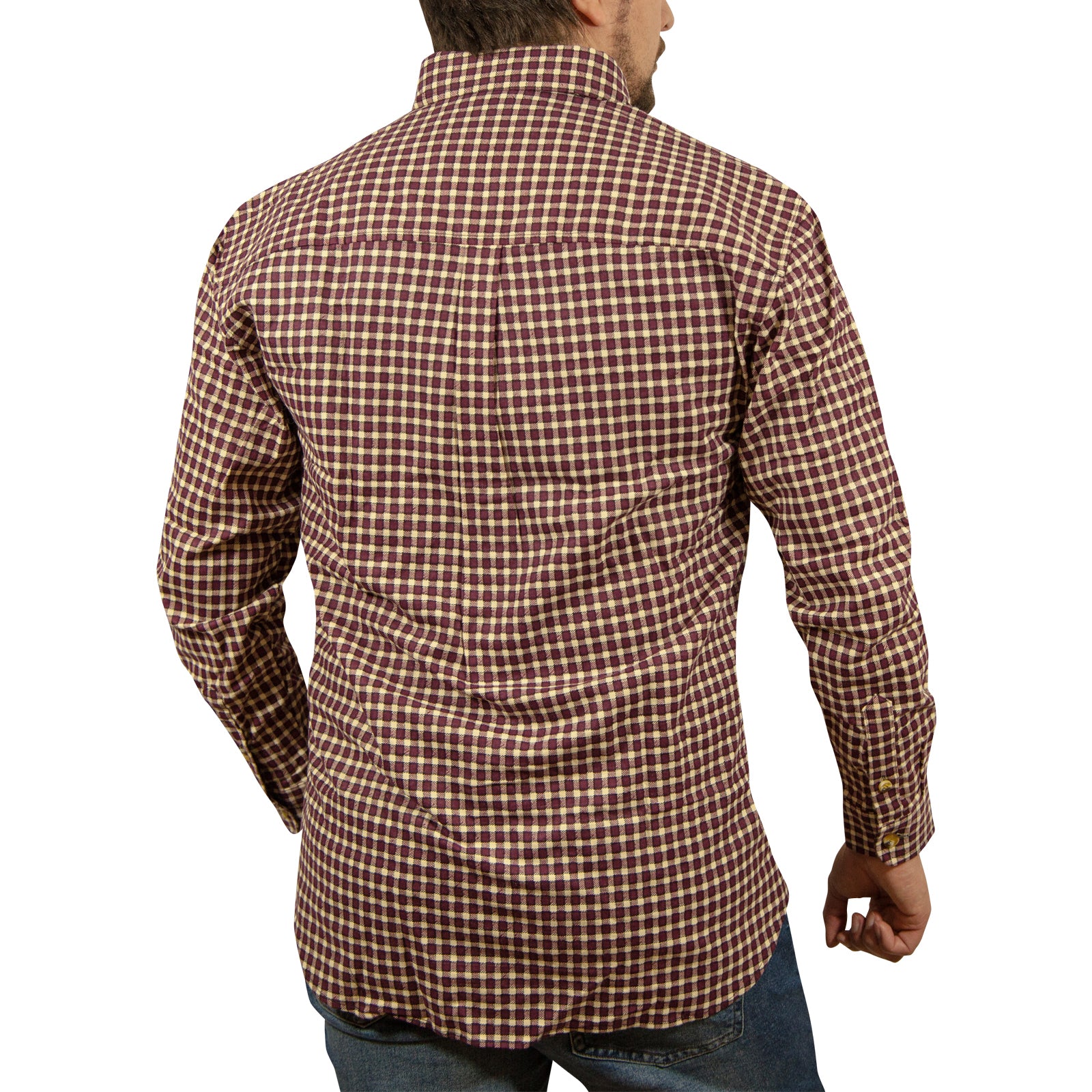 Mens FLANNELETTE SHIRT Check 100% COTTON Flannel Vintage Long Sleeve - 97 (Full Placket) - M-3