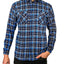 Mens Flannelette Long Sleeve Shirt 100% Cotton Check Authentic Flannel - Full Placket - Turquoise/Black - 3XL-0