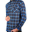 Mens Flannelette Long Sleeve Shirt 100% Cotton Check Authentic Flannel - Full Placket - Turquoise/Black - 3XL-4