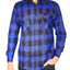 Mens Flannelette Long Sleeve Shirt 100% Cotton Check Authentic Flannel - Full Placket - Royal Blue - 3XL-0