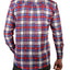 Mens Flannelette Long Sleeve Shirt 100% Cotton Check Authentic Flannel - Full Placket - Navy/Red/White - 3XL-3