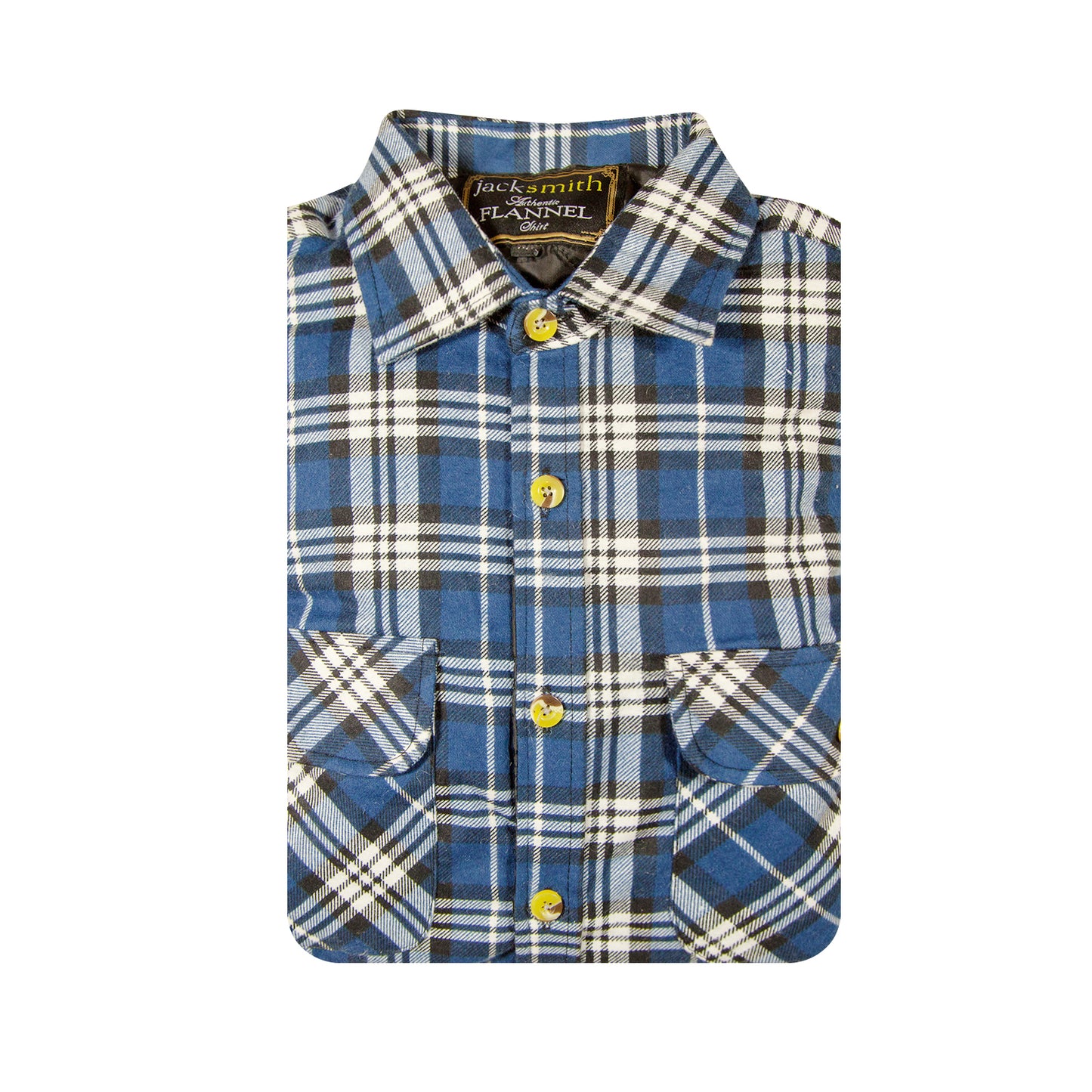 Mens Flannelette Long Sleeve Shirt 100% Cotton Check - Full Placket - Spanish Blue - 3XL-4