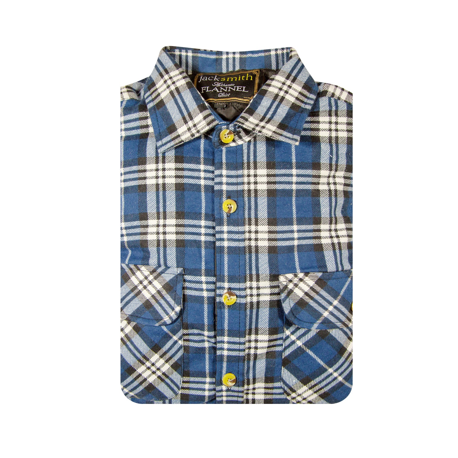 Mens Flannelette Long Sleeve Shirt 100% Cotton Check - Full Placket - Spanish Blue - 6XL-4