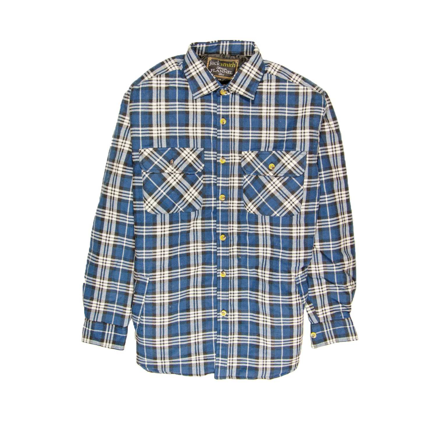 Mens Flannelette Long Sleeve Shirt 100% Cotton Check - Full Placket - Spanish Blue - XL-5