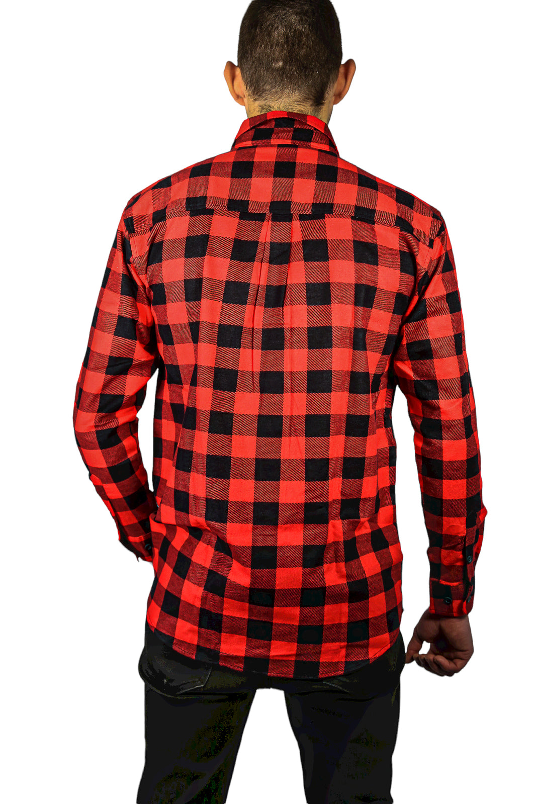 Mens 100% Cotton Flannelette Shirt Long Sleeve Check Authentic Flannel - Red/Black - XXL-3