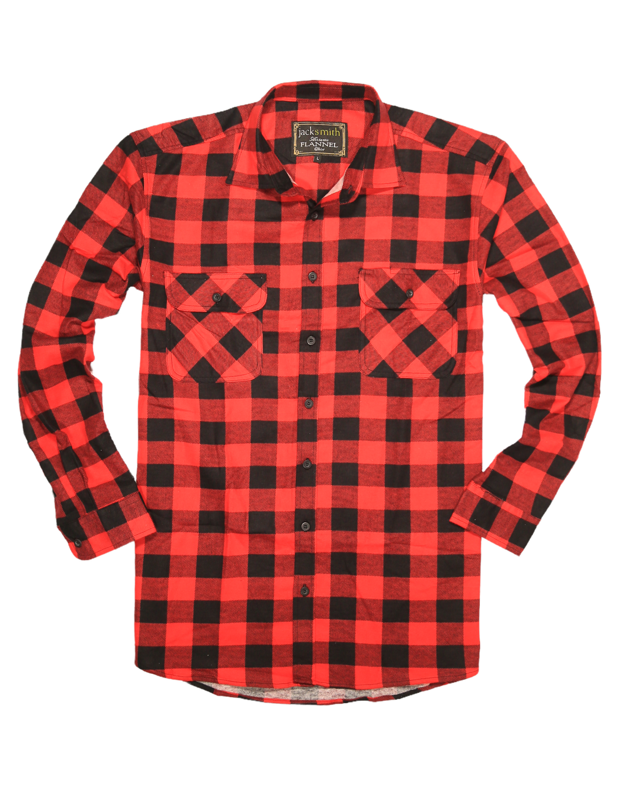 Mens 100% Cotton Flannelette Shirt Long Sleeve Check Authentic Flannel - Red/Black - XXL-5