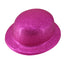 GLITTER BOWLER HAT Fancy Party Plastic Costume Cap Fun Dress Up Sparkle - Hot Pink-0