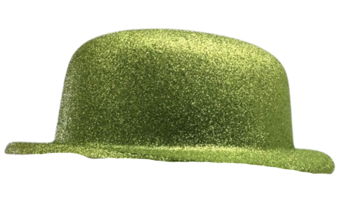 GLITTER BOWLER HAT Fancy Party Plastic Costume Cap Fun Dress Up Sparkle - Lime Green-1